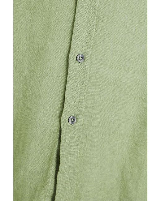 120% Lino Green Linen Shirt for men