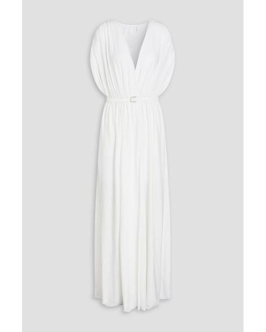 Norma Kamali White Athena Wrap-effect Draped Stretch-jersey Gown