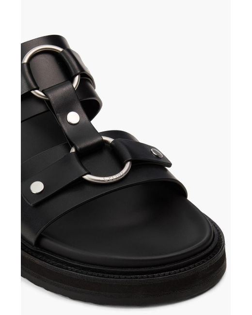 Céline Black Aqua Jacquard And Leather Sandals for men
