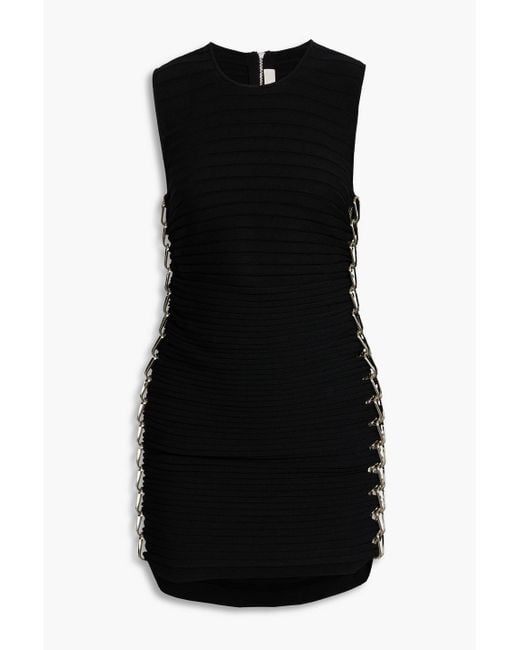 Dion Lee Synthetic Chainembellished Ribbedknit Mini Dress in Black Lyst