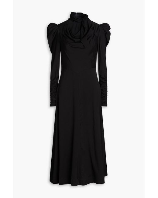 Zimmermann Black Ruched Silk-blend Twill Maxi Dress