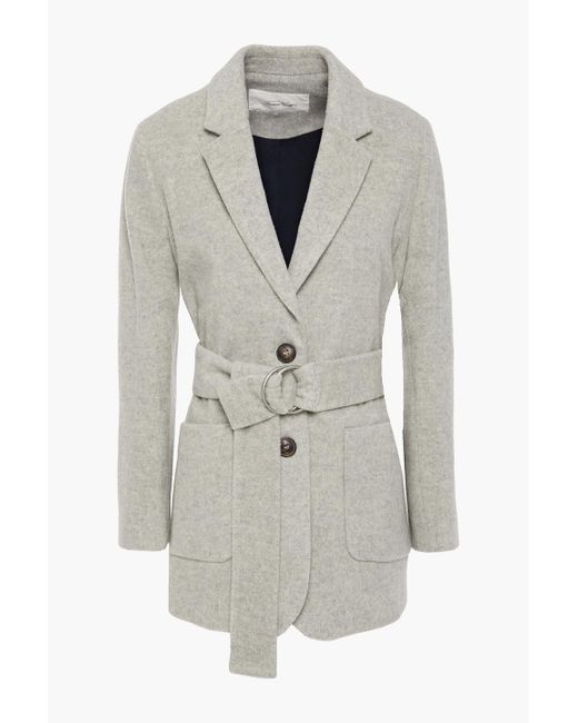 American Vintage Gray Louping Belted Wool-blend Felt Jacket