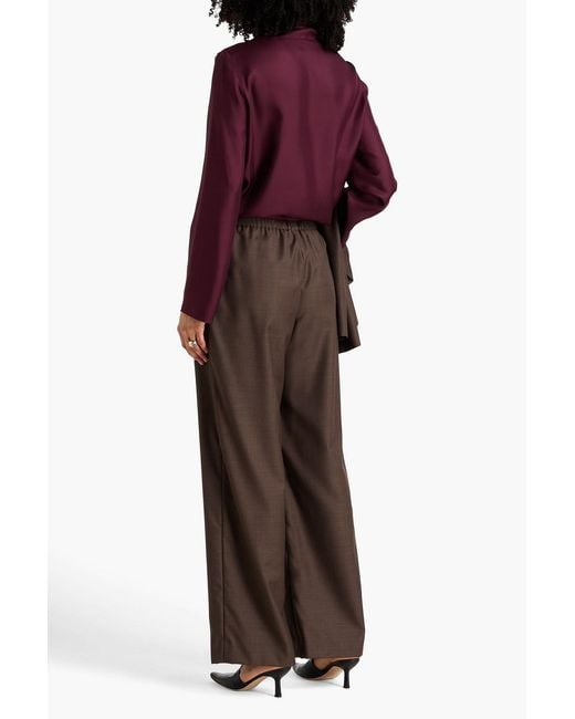 Loulou de Saison Brown Cove Pleated Wool Straight-Leg Pants