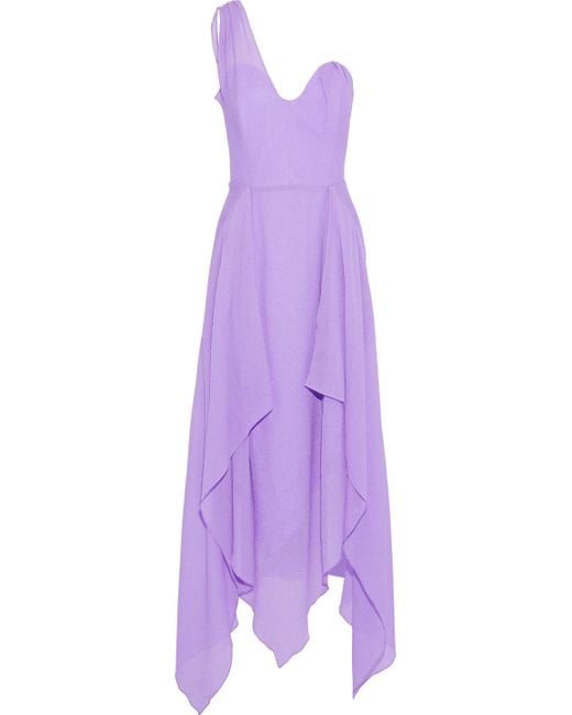 Roland Mouret Purple Felcourt One-shoulder Asymmetric Silk-crepe Gown Lavender