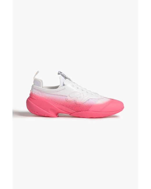 Roger Vivier Pink Viv Match Embossed Dégradé Leather And Mesh Sneakers