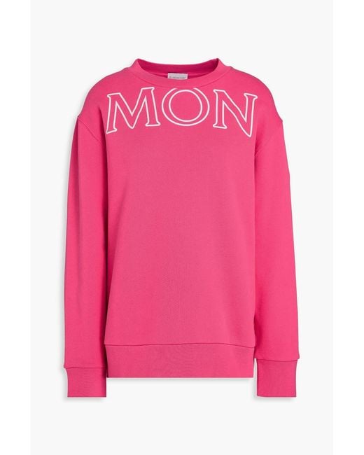 Moncler Pink Printed Cotton-Fleece Sweatshirt