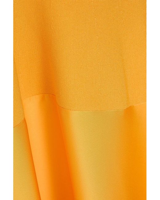 Jonathan Simkhai Orange Midikleid aus glänzendem crêpe mit stretch-strickeinsatz