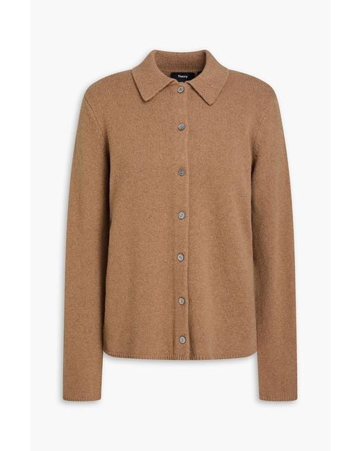 Theory Brown Cashmere And Wool-blend Cardigan
