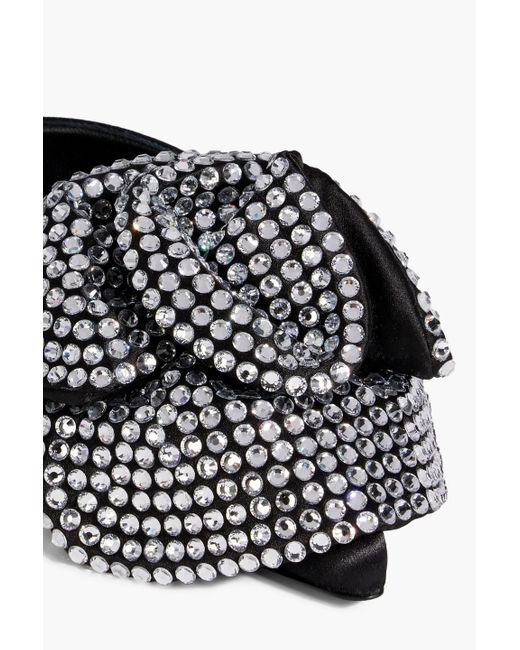 Magda Butrym Black Crystal-embellished Knotted Satin Slingback Pumps