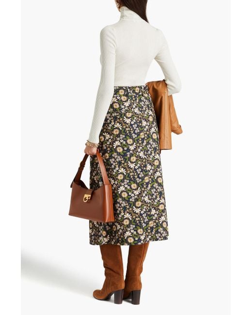Cara Cara Oslo Pleated Floral print Cotton corduroy Midi Skirt in Blue Lyst