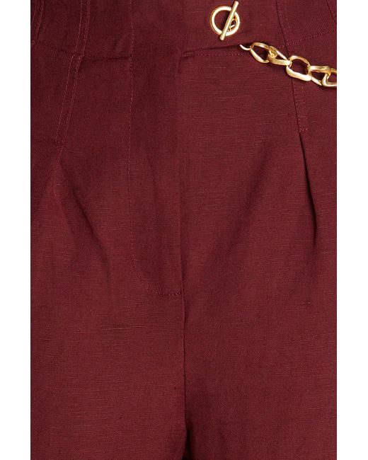 Aje. Annabelle Chain-embellished Linen-blend Tapered Pants