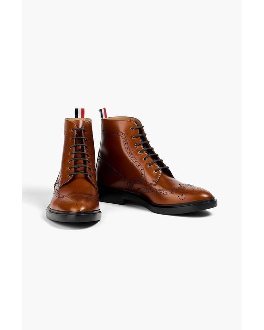 Thom Browne Brown Leather Brogue Boots for men