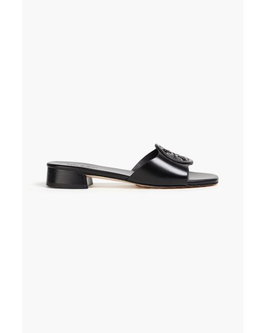 Tory Burch Black Embellished Leather Mules