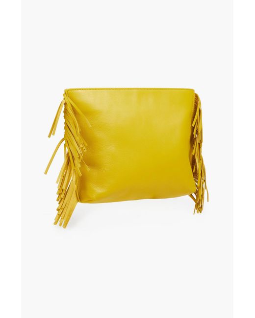 Maje Yellow Fringed Leather Pouch