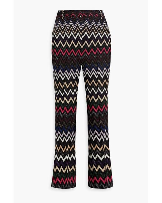 Missoni Black Metallic Crochet-knit Flared Pants