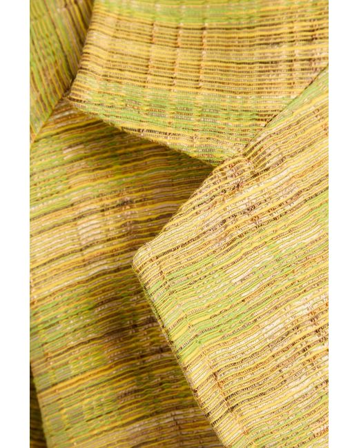 TOVE Yellow Jacqui Belted Metallic Cotton-Blend Jacquard Coat
