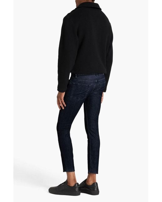 Dolce & Gabbana Blue Flocked Cotton-blend Gabardine Pants for men