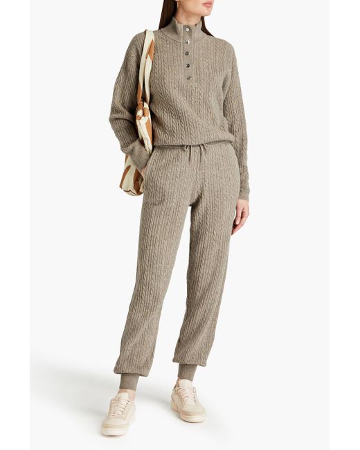 Sandro Natural Fox Cable-knit Wool And Alpaca-blend Turtleneck Sweater