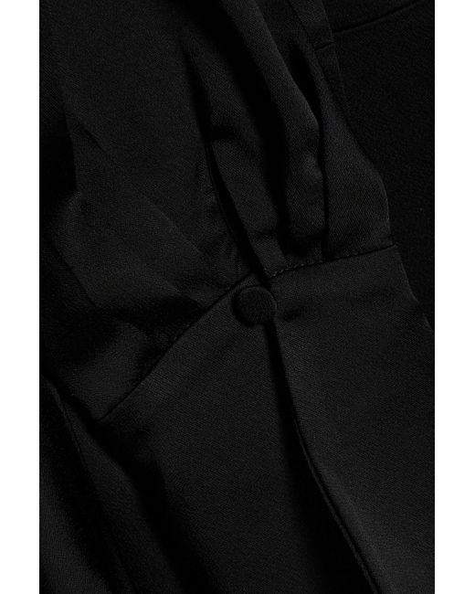 Jonathan Simkhai Black Samba hemdkleid in midilänge aus glänzendem crêpe mit wickeleffekt