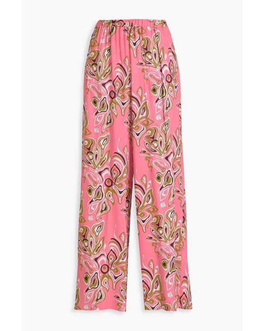 Emilio Pucci Red Printed High-rise Wide-leg Pants
