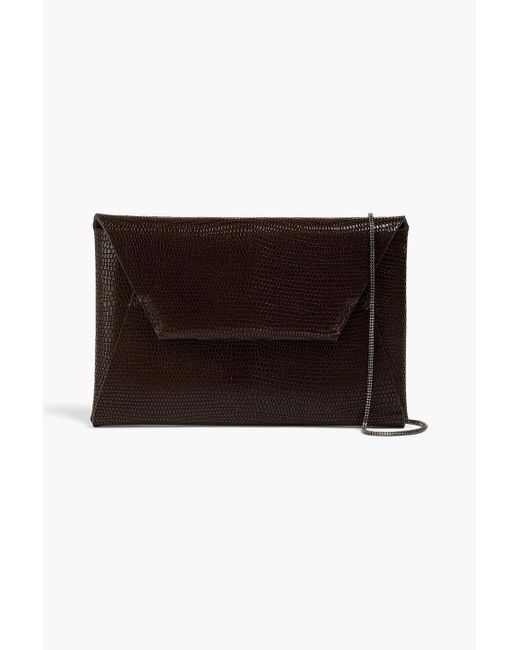 Brunello Cucinelli Black Lizard-effect Leather Shoulder Bag