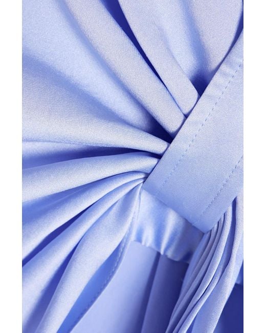 T By Alexander Wang Blue Asymmetric Twist-front Silk-satin Shirt