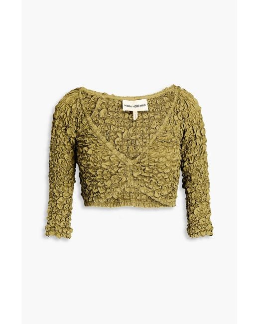Mara Hoffman Green Aja Cropped Tm Lyocell Popcorn Top
