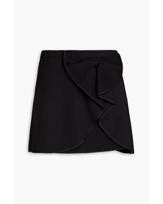 RED Valentino Black Ruffled Crepe Mini Skirt