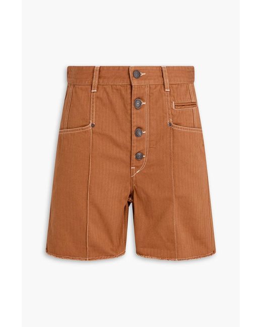 Isabel Marant Brown Nadia Frayed Denim Shorts