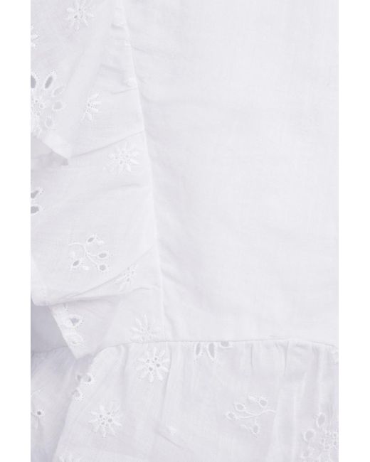 FRAME White Ruffled Broderie Anglaise Ramie Top