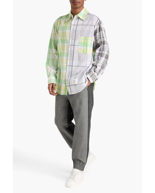 Thom Browne Green Checked Cotton Shirt for men