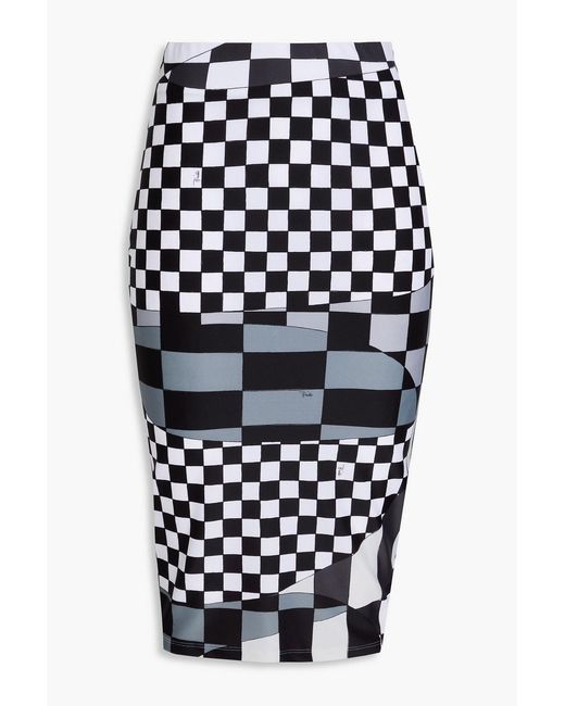 Emilio Pucci White Printed Stretch-jersey Pencil Skirt