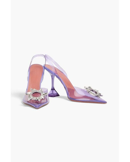 AMINA MUADDI Pink Begum Crystal-Embellished Pvc Slingback Pumps