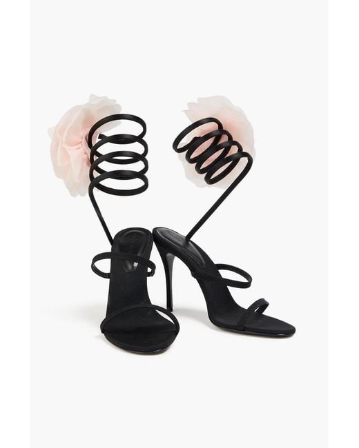 Magda Butrym White Floral-Appliquéd Grosgrain Sandals