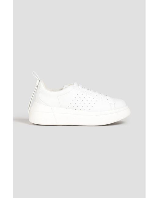 Red(v) White Perforated Leather Platform Sneaker