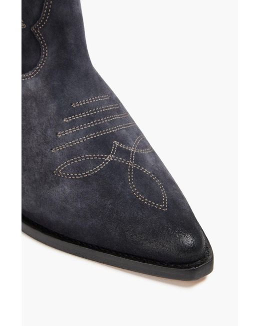 Isabel Marant Blue Duerto Laser-Cut Suede Cowboy Boots