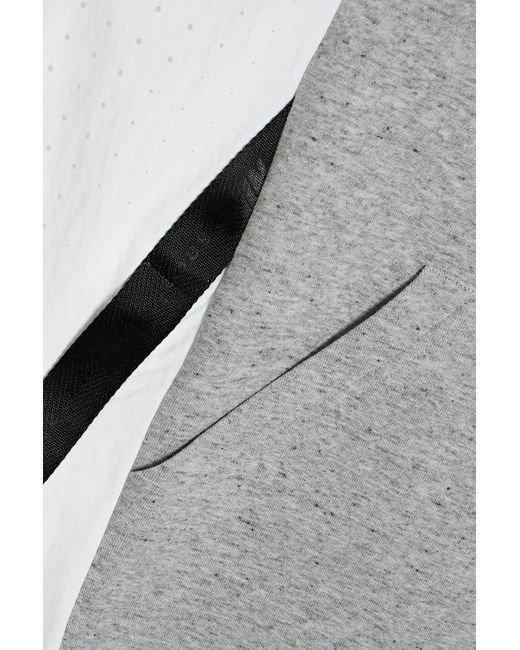 Nike Gray Sacai Shell-paneled Printed Cotton-blend Jersey Hoodie