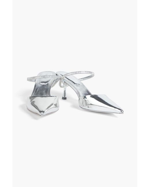 Jonathan Simkhai Metallic Kaian Mirrored-leather Mules