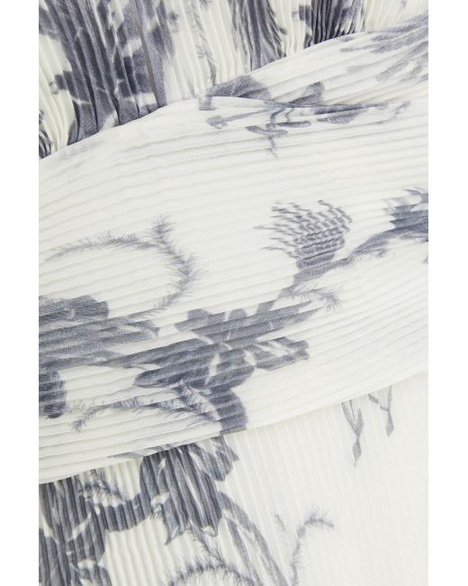 Zimmermann White Pleated Floral-print Organza Mini Dress