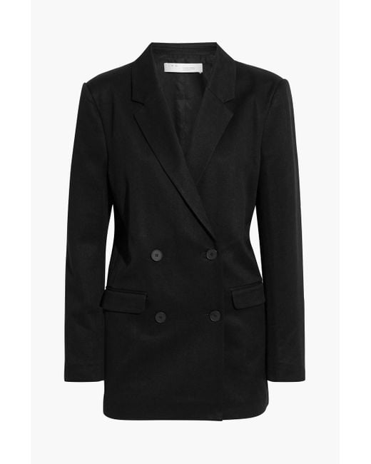 IRO Black Litta Double-breasted Cotton And Linen-blend Twill Blazer