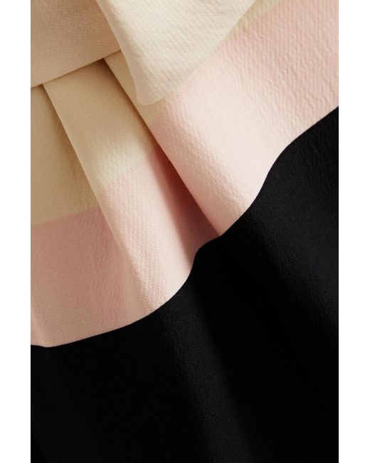 Valentino Garavani Black Gestreiftes minikleid aus crêpe aus einer woll-seidenmischung mit schleife