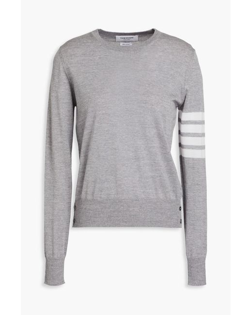 Thom Browne Gray Striped Merino Wool Sweater