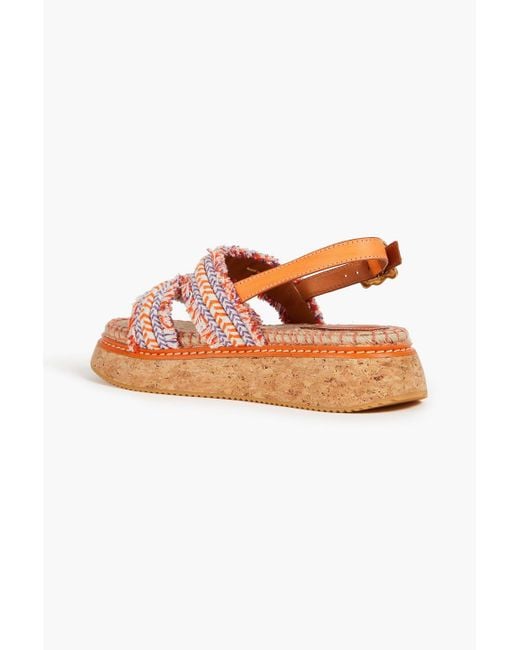 Zimmermann Orange Espadrille-sandalen mit flechtdetails und fransen