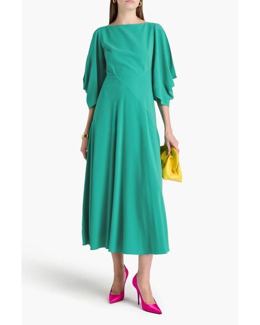 Roksanda Green Cold-shoulder Draped Crepe Midi Dress