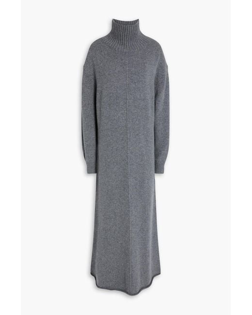 Maje Gray Cashmere-blend Turtleneck Maxi Dress