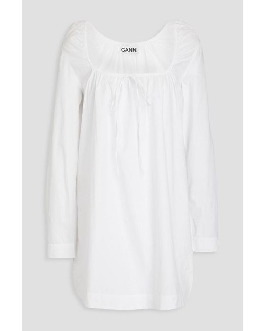 Ganni White Cotton Mini Dress