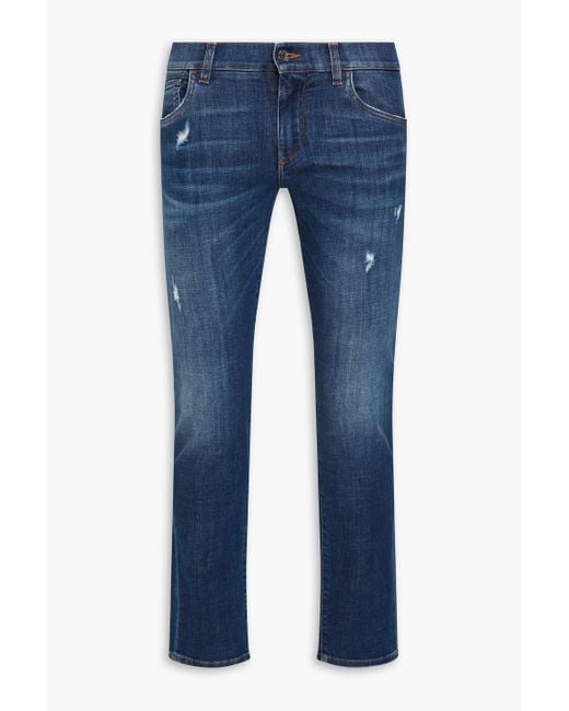 Dolce & Gabbana Bedruckte jeans mit schmalem bein aus denim in Blue für Herren