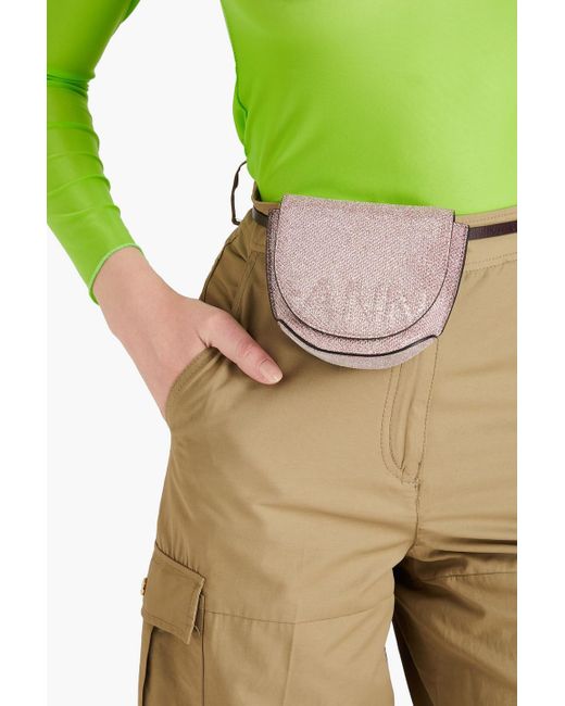 Ganni Purple Lamé Shoulder Bag