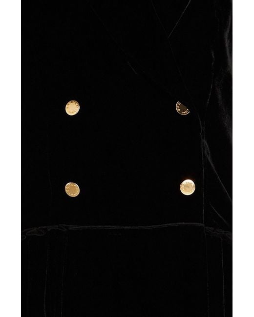 Sandro Black Pleated Velvet Mini Tuxedo Dress