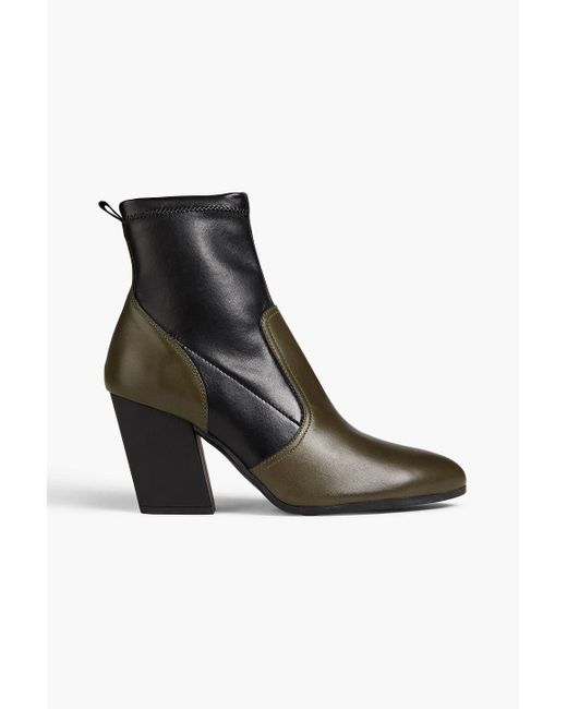 Hogan Black Leather-trimmed Faux Stretch-leather Ankle Boots